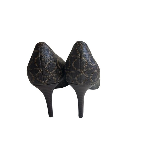 CALVIN KLEIN Brown Signature Logo Heels Size 6.5 NEW without box - Picture 13 of 13